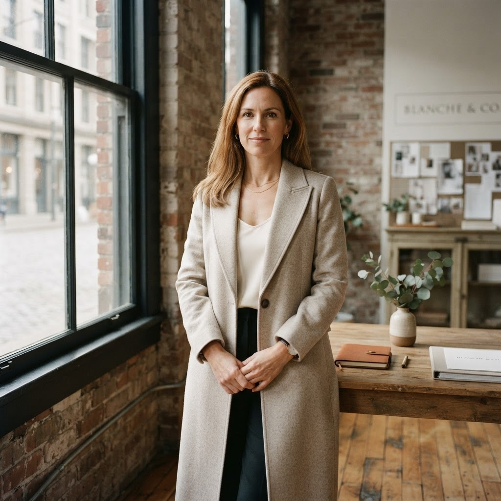 Isla Marchand, founder of Alder & Tide, photographed in the studio