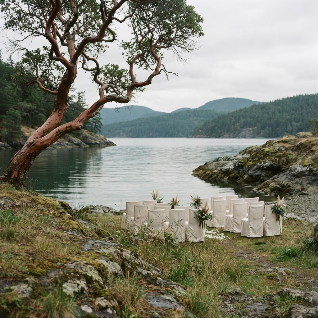 An arbutus tree over the inlet on Salt Spring Island
